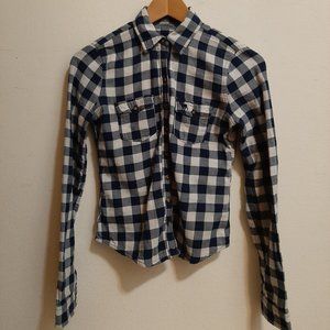 Abercrombie & Fitch Blue and White Plaid Girls Size L Long Sleeve Shirt